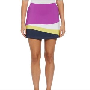 ORIGINAL PENGUIN | Women's Purple Cactus Colorblock Mini Back Pleated Skort